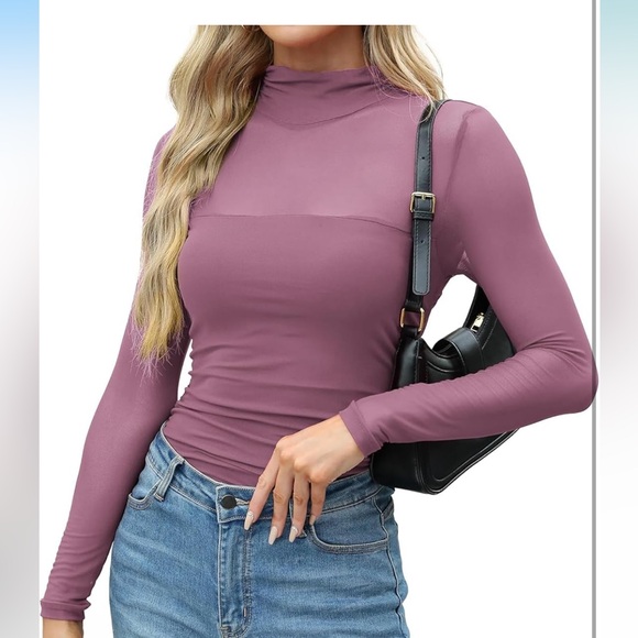 Mauve Sheer Long Sleeve Top - Picture 3 of 6